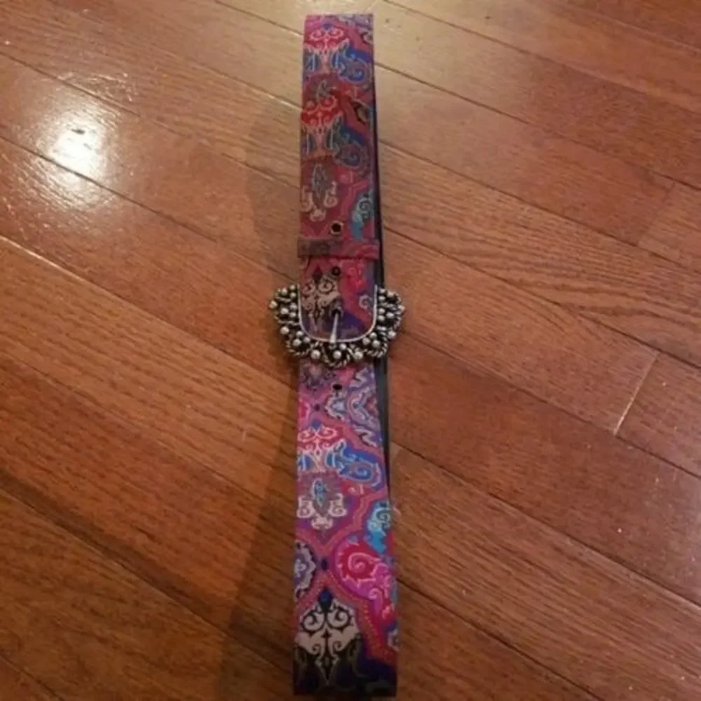 Vintage Women's Belt - Red Patterned Size 12 P